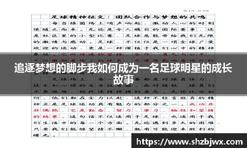 追逐梦想的脚步我如何成为一名足球明星的成长故事